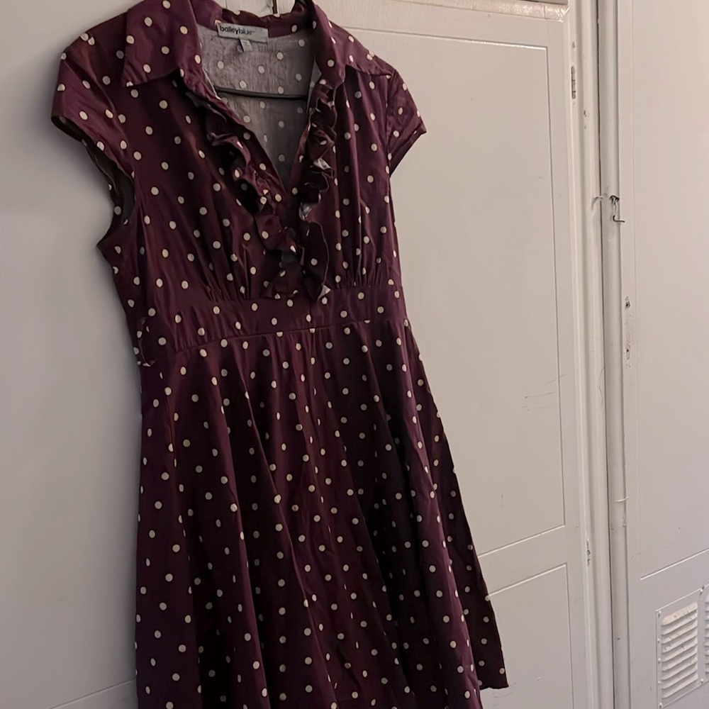 Charming Burgundy Polka Dot Dress